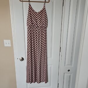 Striped Pink and Black Maxi Dress